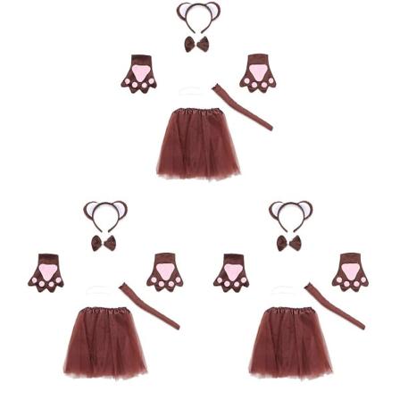 15 stk i 1 sett Kreativt Dyre Ape Cosplay Kostyme Hodebånd Sløyfe Håndklær Hale Mesh Skjørt 15 pcs M