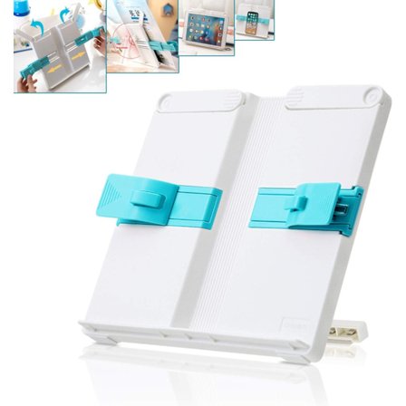 Justerbart bokstativ, robust bokställ för handsfree-läsning, sidpappersklämmor Receptkokbok