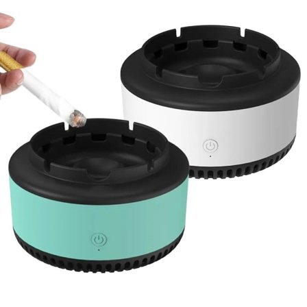 /Hc/ Rökfri Askkopp - Inbyggd luftrenare Vit