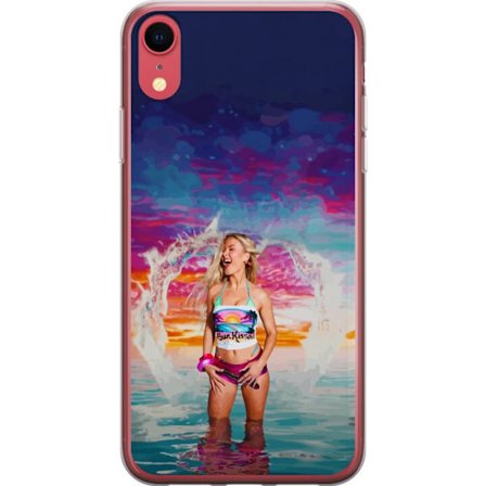 Kompatibel Mobilcover til Apple iPhone XR Blond kvinde i farverigt strandtøj, der leger i havet ved solnedgang