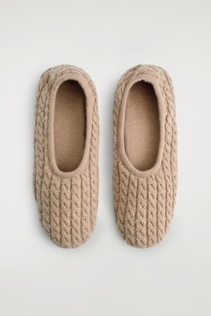 COS Women's Cable-Knit Slippers in Beige