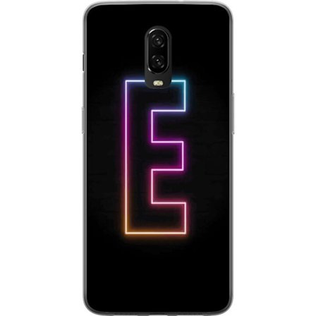 Kompatibel Mobilcover til OnePlus OnePlus 6T Minimalistisk neonbogstav E i lyse farver mod mørk baggrund i moderne og stilren design