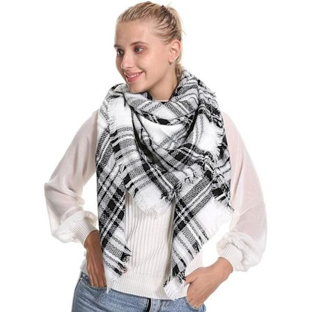 Ruudullinen huivi, talvihuivi naisille, lämmin pehmeä paksu ylisuuri tartaani-shawl-kääre