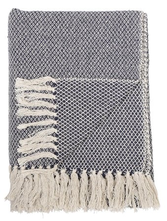 Bloomingville Pledd Barry Bomull Blå