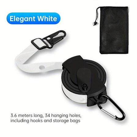 Bærbar sammenleggbar klessnor med hengende tau - Multifunksjonelt utendørs klesstativ for reise, sterk bæreevne [DB]