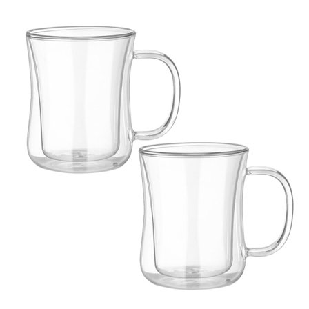 2 kpl Kaksikerroksinen lasinen vesimuki, suuri tilavuus, läpinäkyvä, turvallinen, monikäyttöinen juomakuppi kotiin