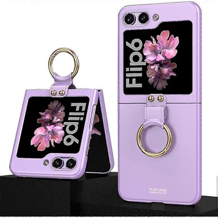 Skal för Samsung Galaxy Z Flip 6 med Ringhållare, Ultra Slim Minimalistisk Ring Anti-Fall Skal för Samsung Z Flip 6