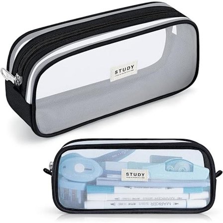 Ruudukkoverkko kynäkotelo Suuri kapasiteetti kynäkotelo Iso kynäpussi vetoketjulla Yksinkertainen paperitavarakassi Esteettinen kynäpussi kouluun 