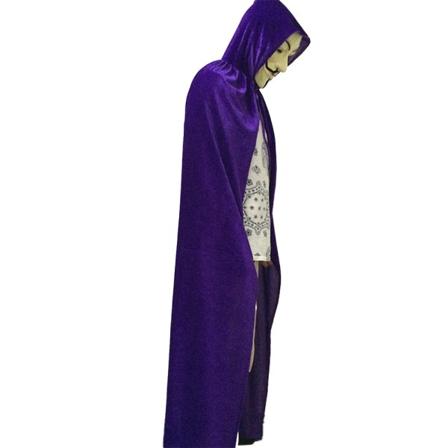 Hupullinen viitta Halloween-viitta Pitkä samettiviitta Vampyyriasu Purple