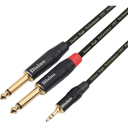 2025 Senaste Modell 1/8 Tum TRS Stereo till Dubbel 1/4 tum TS Mono Y-Splitter Kabel 3.5mm Aux Mini Jack Stereo Breakout Kabel Path Sladdar - 6 f
