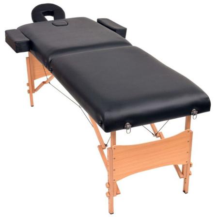 Vidaxl Hopfällbar Massagebänk 2 Sektioner Och Pall Set 10 Cm Tjo Svart