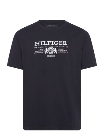 Hilfiger Crest Emrbo Tee Tops T-shirts Short-sleeved Navy Tommy Hilfiger