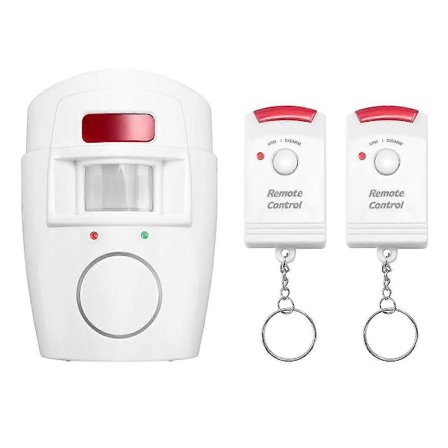 Infraröd Rörelsesensor Alarm - Inbrottslarm med 2 Fjärrkontroller, Lämplig för Hem/Garage/Butik