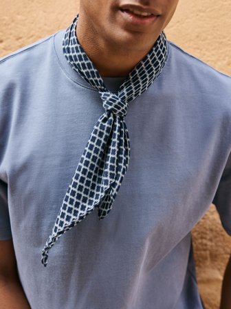 John Henric Men's Blauwe Bandana Geometrisch Katoen Size Onesize