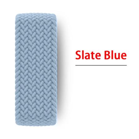 Flätad Solo Loop För Apple Watch Band 44mm 45mm 42mm 40mm 38mm 41mm Ultra 49mm Armband correa iwatch Series 9 SE 8 7 6 5 Rem Slate Blue SS