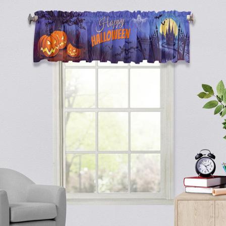 Halloween Stång Pocket Tiers Fönster Gardin Mörkläggningsgardiner 3#Halloween W:54"x H:18"/ 137*45cm
