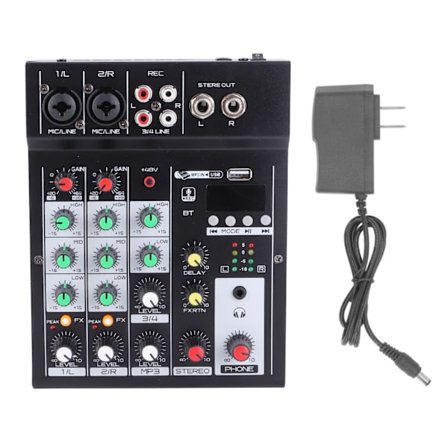 Ammattimainen mikseriäänikortti USB-näyttö 4-kanavainen miksauskonsoli suoratoistoon Internet-karaokeen 100–240 V US-pistoke