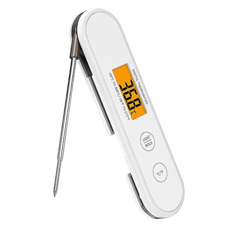 Digitalt Kjøtttermometer med Øyeblikkelig Avlesning, Digitalt Matttermometer for Matlaging, Steking, Røyking, Grill, Ovn, Vanntett Kjøkkentermometer 
