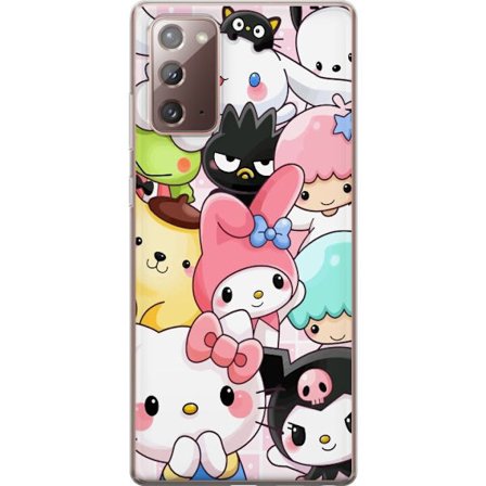 Kompatibelt Mobildeksel til Samsung Galaxy Note20 Tett mønster av søte figurer med store øyne i ulike farger og uttrykk med LABUBU-tekst