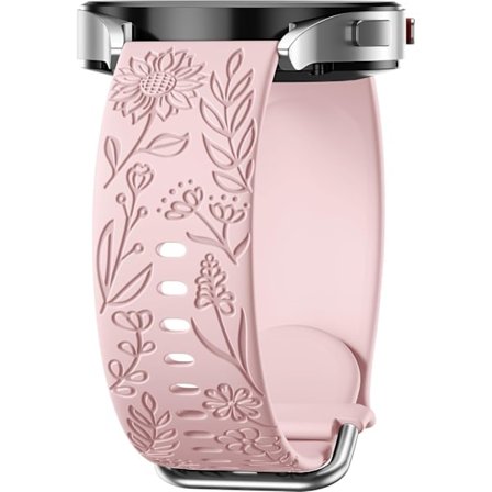Solrosgraverat silikonarmband för Samsung Galaxy Watch 7/6/5/4 40-44mm Kvinnor, Rosa