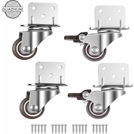 4-pack 25 mm svängbara länkhjul med broms för möbler och blomkrukor