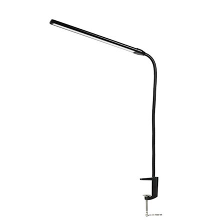 Svart 360 ° fleksibel LED skrivebordslampe med feste, USB leselys