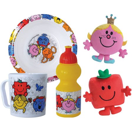 Tallriksset - FUN HOUSE - MONSIEUR MADAME - Sopptallrik Ø16 cm, 350 ml vattenflaska, 350 ml mugg och 2 12 cm mjukisdjur