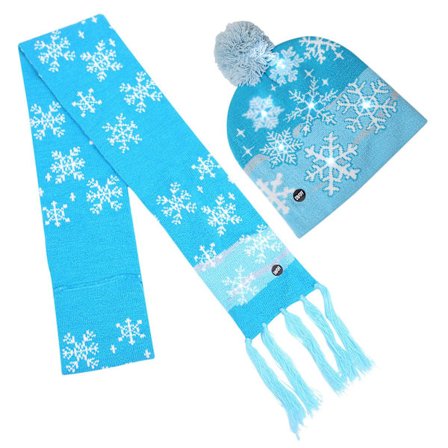 Julepynt Promo Julehat LED Lys Strikhue Hætte Halstørklæde Sæt Vinter Varmt Jule Hovedbeklædning Halstørklæde Kits Til Børn & Voksne