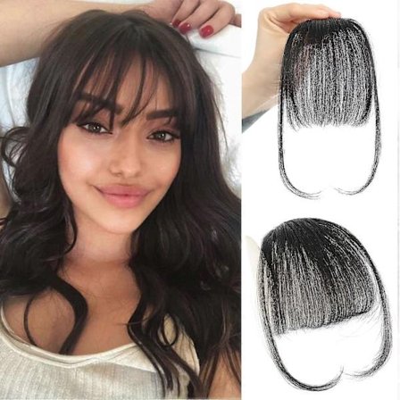 Luggs Hårspännen, 100% Äkta Människohår, Tunna Luggs, Clip-on Air Luggs för Kvinnor, Böjda Luggs