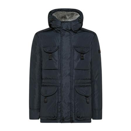 Peuterey, Urban field jacket with fur collar Blauw, Heren, Maat:XL,nylon