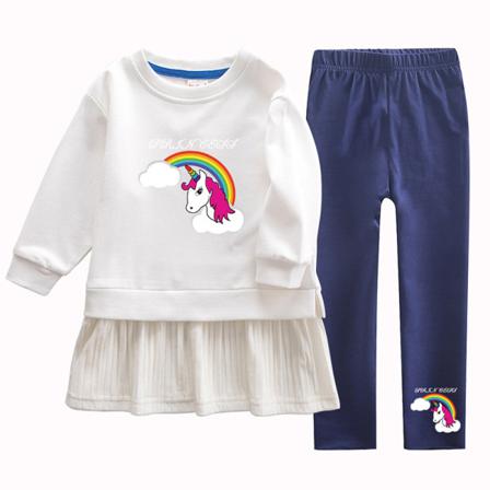 Tecknad Flickor Print Crew Neck Swing Baggy Våren Hösten Outfits