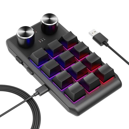 Enhånds mekanisk tastatur med 12 programmerbare taster og RGB-lys til Windows-Plug-Play gaming-tastatur (Sort/Hvid)