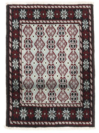 Noué À La Main Baloutche Tapis 64X88 De Laine Noir/Gris Petit