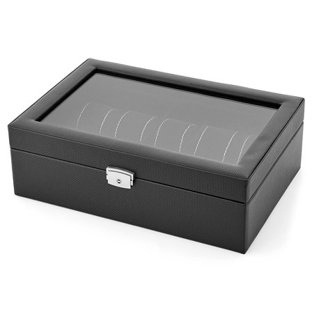 Caja de piel de serpiente negra para 10 relojes para hombres - Cajas para relojes