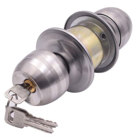 Kulehåndtak i rustfritt stål for dør med nøkkelhull, lås for soverom og bad (senteravstand 60 mm)