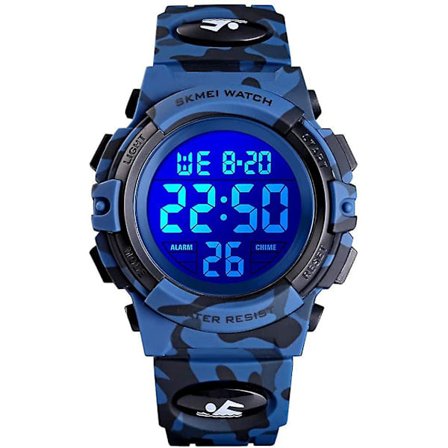 Digitalt Sportsur til Drenge Vandtæt Elektronisk Børneur Vækkeur 12/24 H Stopur Kalender Drenge Piger Armbåndsur ̃QD