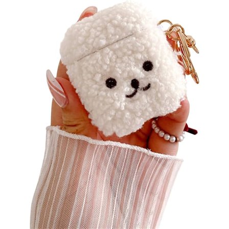 Kompatibel med AirPods Etui Blødt Sød Fluffy Bjørn Design Dejligt Pels Cover Stødsikkert Nøglering Øretelefon Etui til Piger Kvinde Hovedtelefon Etui 