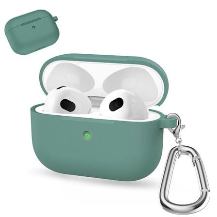 AirPods silikonetui med karabinkrok - Furunålsgrønn