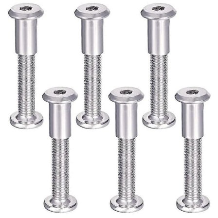 Møbelkoblingsskruer 6 stk. Møbelmonteringsskruer med M6-bolt 304 Rustfritt stål Koblingsskruer M6 x 35 mm