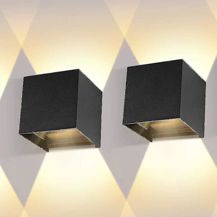 Set med 2 12w innendørs/utendørs vegglampe, dimbar Ip65 vanntett LED vegglampe opp ned design lampe 3000k varm hvit vegglampetter for stue soverom