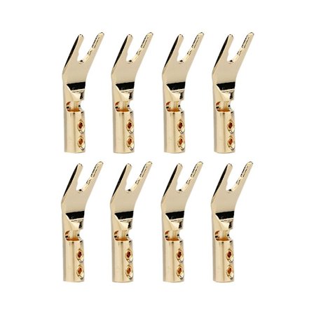 8 st Hifi Banana Y Spade Y Guldpläterad Ren Koppar Skruv Gaffel Hifi Högtalare Spade Kontakt Pluggar-co