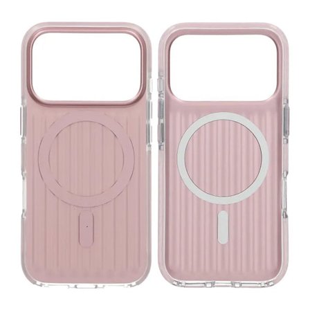 Corrugated suitcase metal paint magnetic suction Case For iPhone 17 Pro Pink