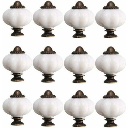 12 stk. Skabsknop 30 mm Vintage Skabsdørsknopper Keramisk Dørknop med 12 Skruer Hvid Porcelænskabsknop til Skab - Perfet