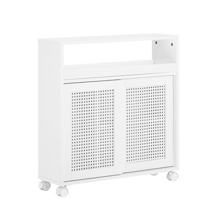 SoBuy Toiletpapirholder med skab med 1 dør i hvid 65x20x70cm, funktionel BZR119-W