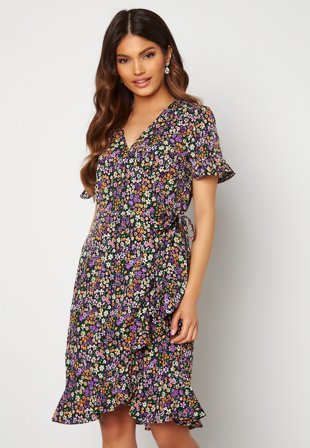 ONLY Olivia S/S Wrap Dress Black / Shore Flower Klær