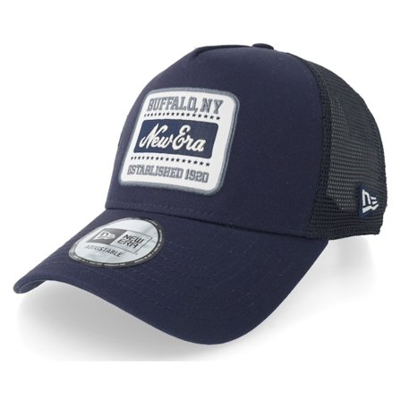 New Era - Blå trucker Caps - NE Patch A-Frame Navy Trucker @ Hatstore
