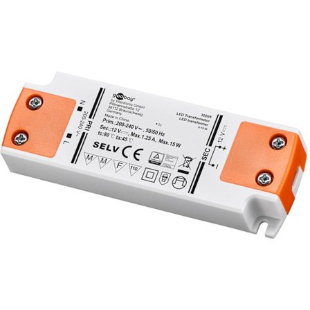 LED-transformator 12 V (DC) (DC), 15 W