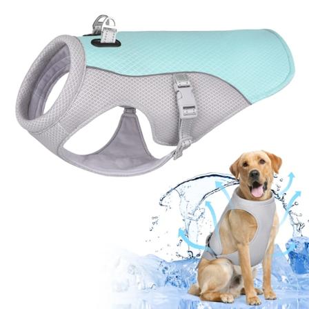 Kjølevest for hund, oppgradert kjøligere jakke med justerbar, D-ringer, pustende lett for store mellomstore og små hunder XL
