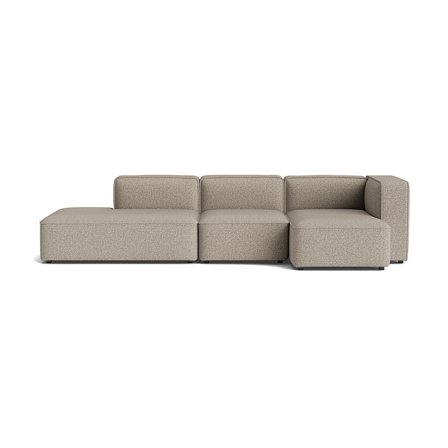 Modus XL chaiselong sofa, højrevendt, open end - Crush Grå/Beige - 299x130x67cm - Komfortabel sofa med chaiselong & Nozag fjedre