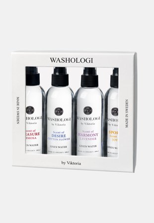 Washologi Linen Water Giftbox: Desire, Harmony, Pleasure & Sport 4x100ml Transparent Klær